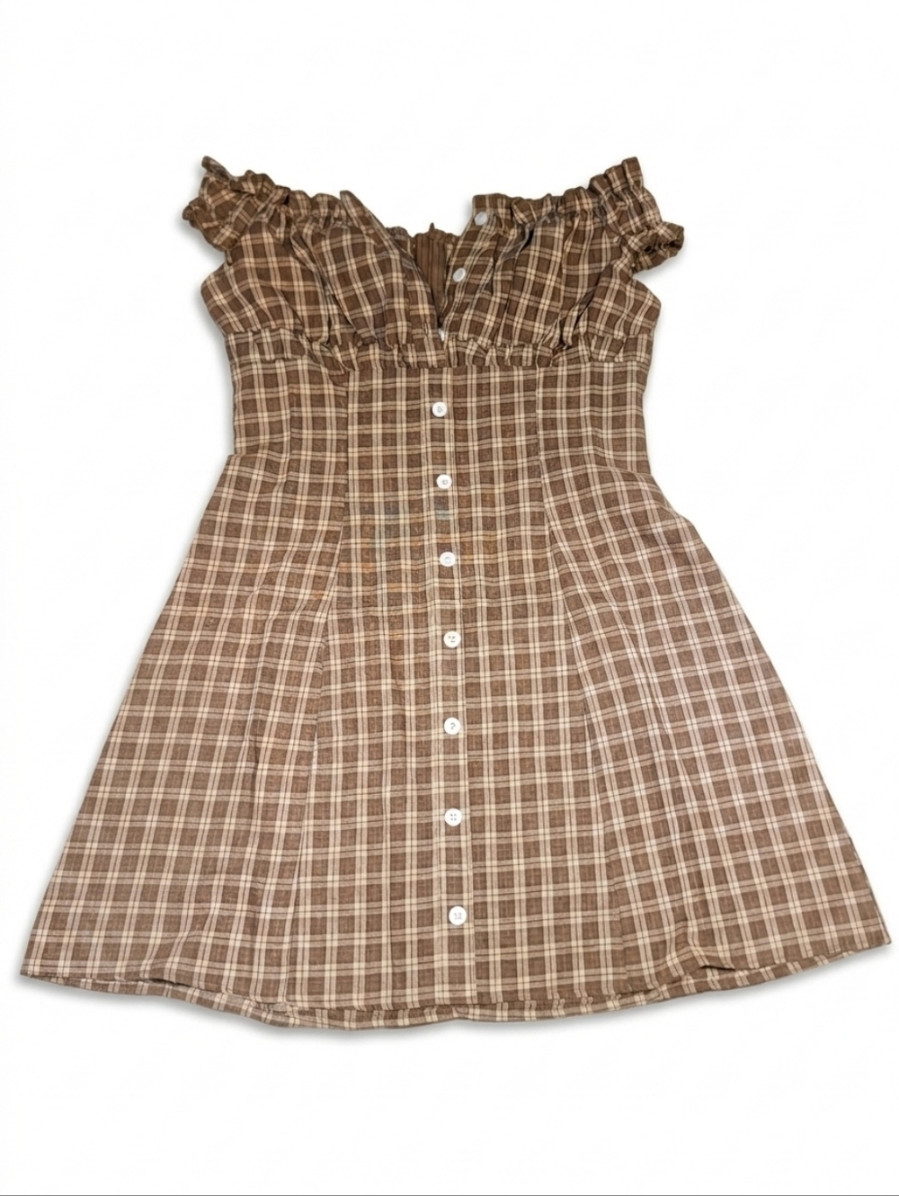 Plaid Button Mini Dress Size Small